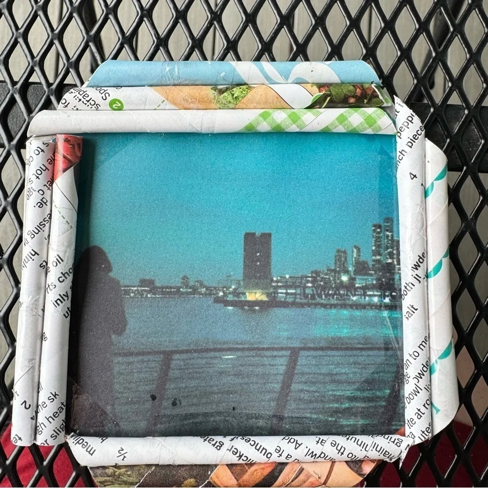 Framed NYC Photo | Handmade Recycled Magazine Frame | Square